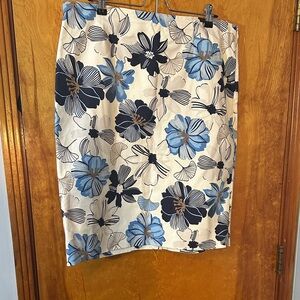 Charter Club Floral Pencil Skirt - Blue, Black, and Cream